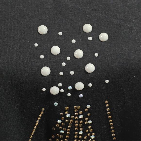 Jane + Delancey Black Sequin Rhinestone Champagne Glasses Long Sleeve Top 3X New - Picture 7 of 8